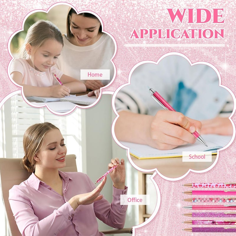 Sherr 7 Pcs Fancy Pens for Women Cute Sparkly Glitter Pens with 10 Pcs Black Ink Refills Pretty Gifts for Girls Office School Christmas Graduation(Lovely) - Image 5